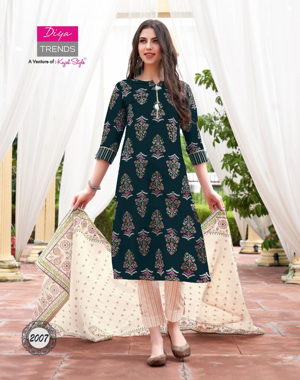 Odhani 2 Embroidery Ethnic Wear Kurti With Pant And Dupatta Latest Collection